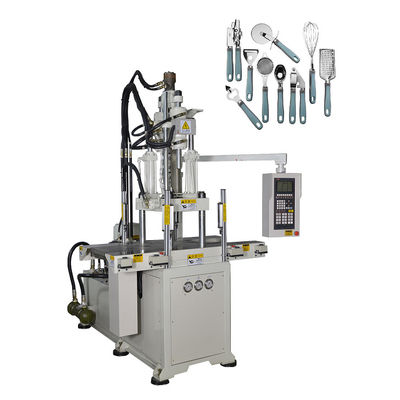 Verticale spuitgietmachine met dubbele schuif voor het maken van een kunststofhandvat
